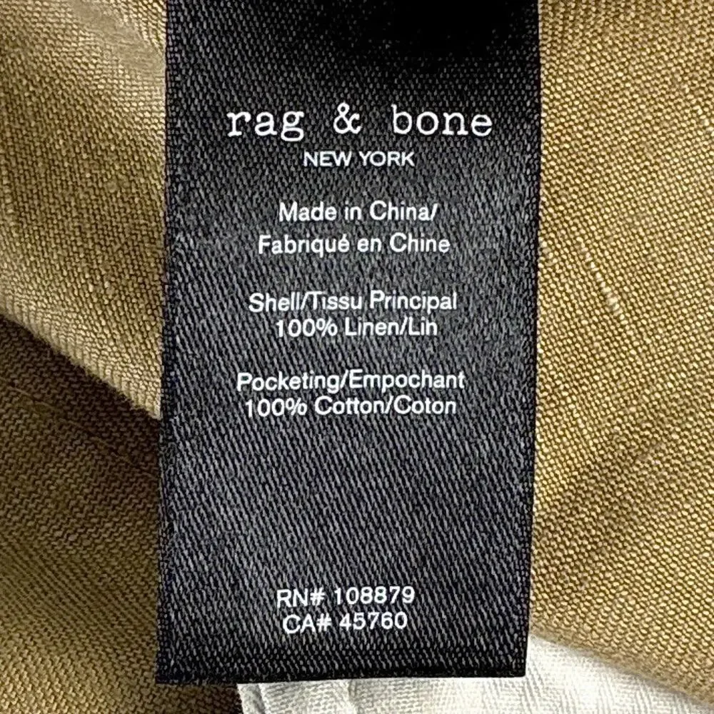 Rag and Bone Pants Mens 34 (36) Tan Linen Trousers Preppy Chino Classic Summer